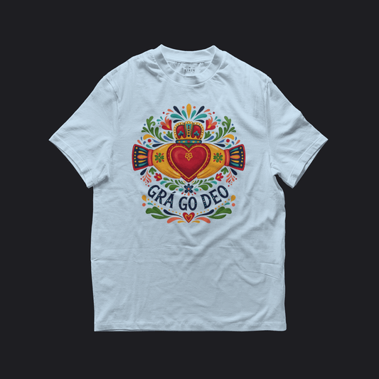 Eirin Apparel Women's T-Shirt Light Blue / S Women's Boho Claddagh 'Grá go Deo' Gaelic T-Shirt
