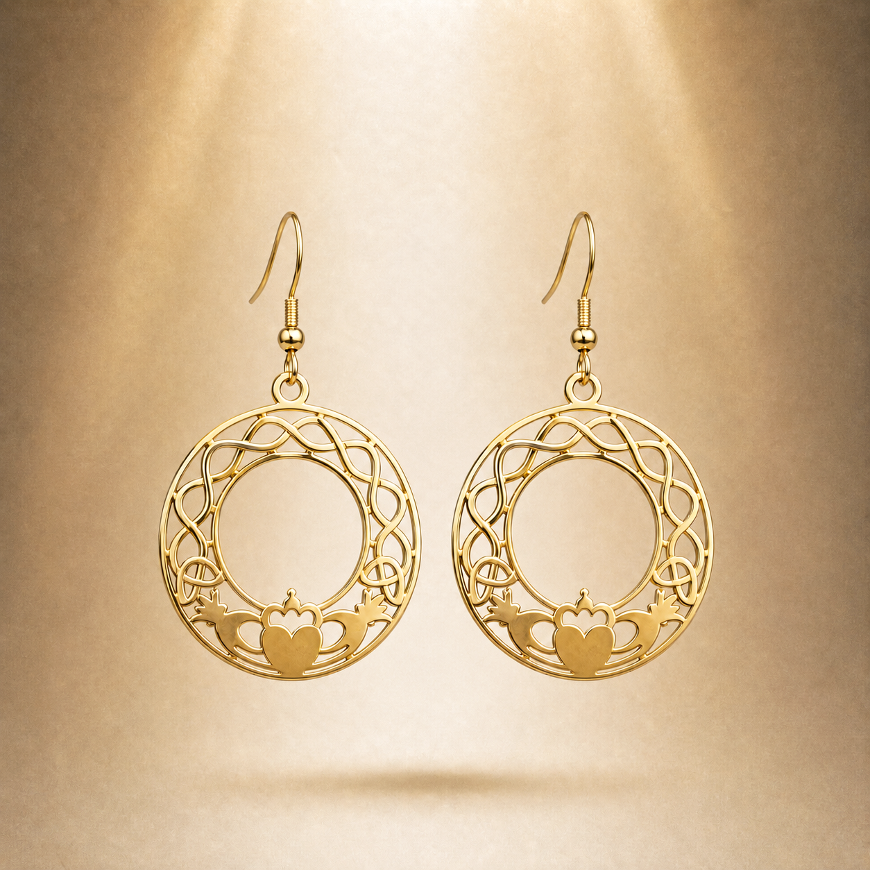 Celtic Knot Claddagh Earrings – ‘Fáinne an Ghrá’ (Ring of Love)