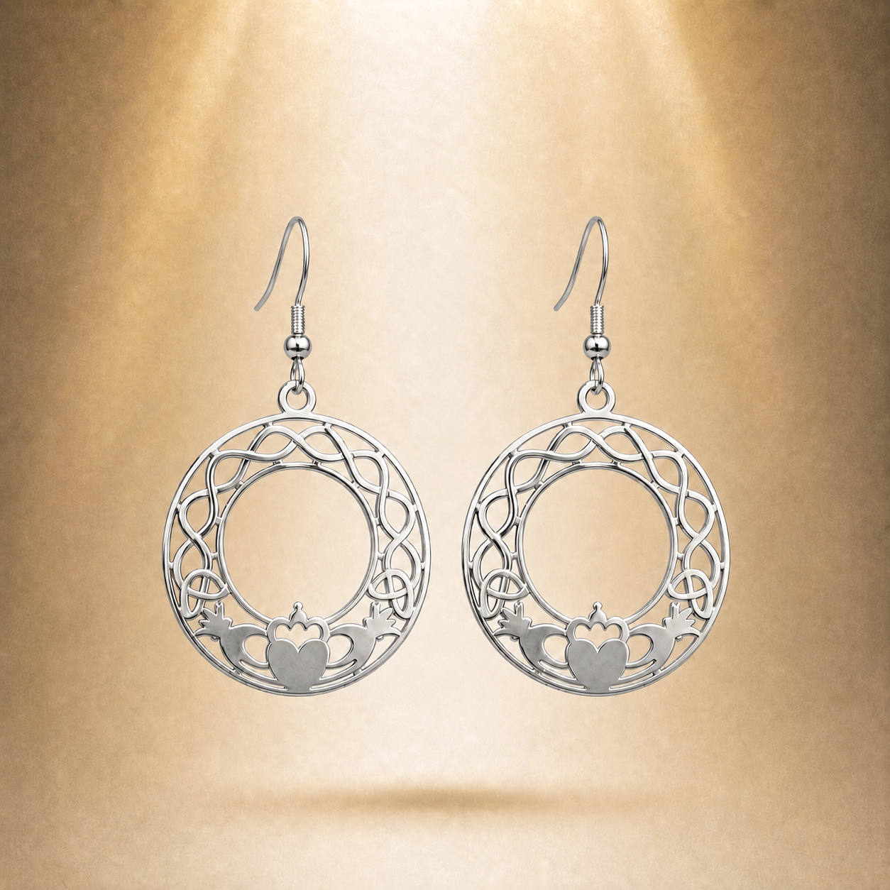 Celtic Knot Claddagh Earrings – ‘Fáinne an Ghrá’ (Ring of Love)