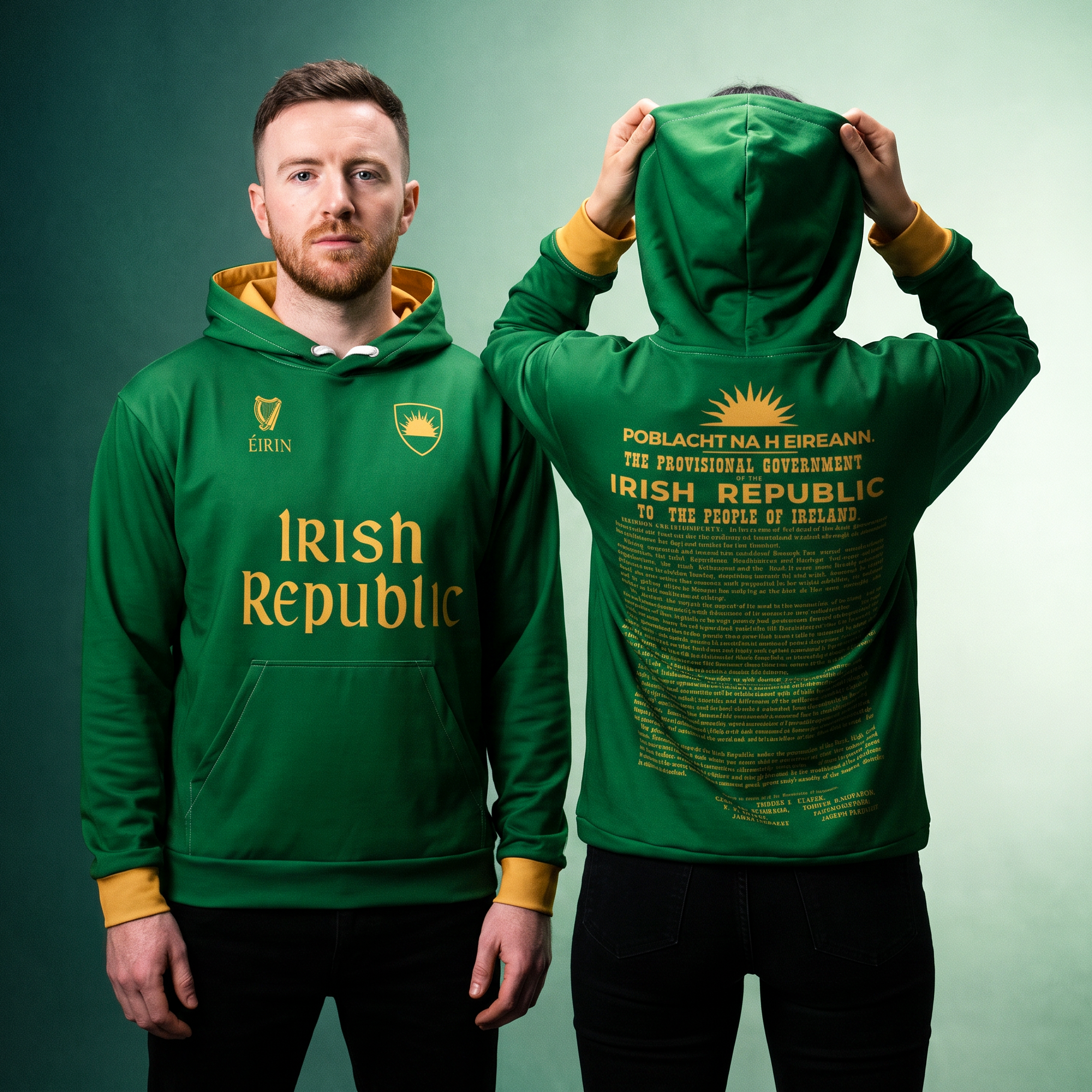 ‘1916 Proclamation’ Hoodie – Green/Gold