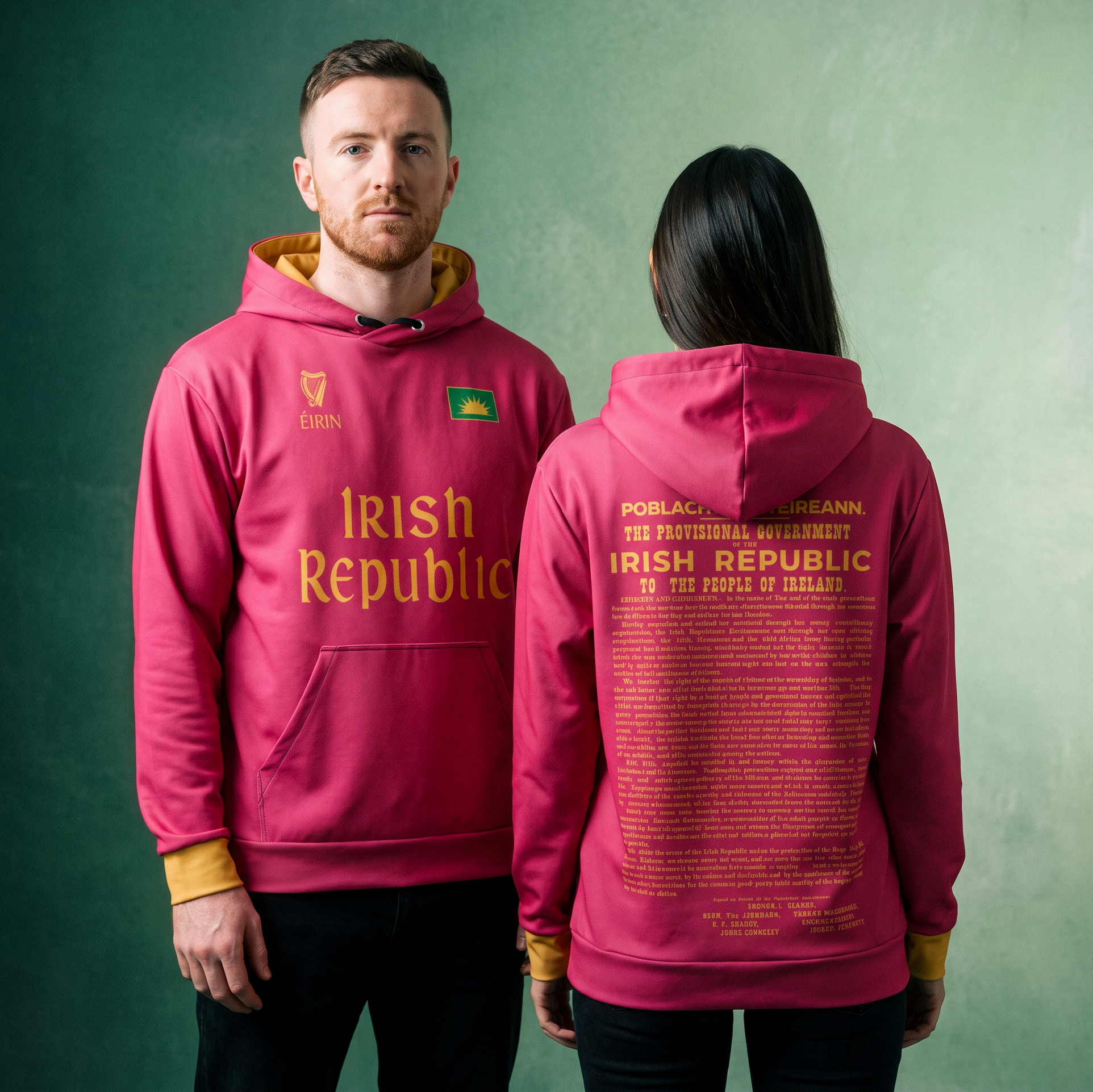 ‘1916 Proclamation’ Hoodie – Pink/Gold