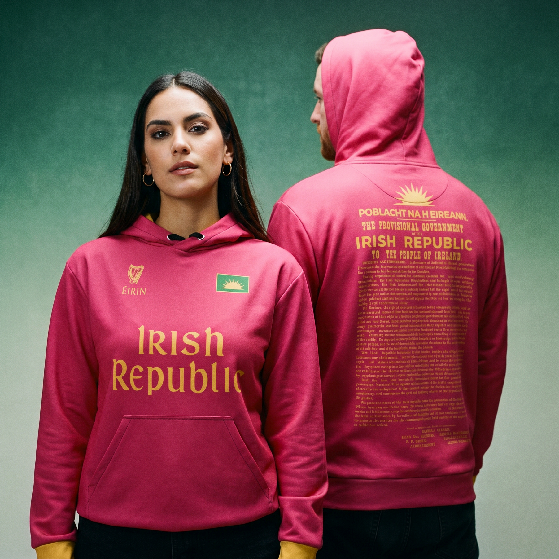 ‘1916 Proclamation’ Hoodie – Pink/Gold