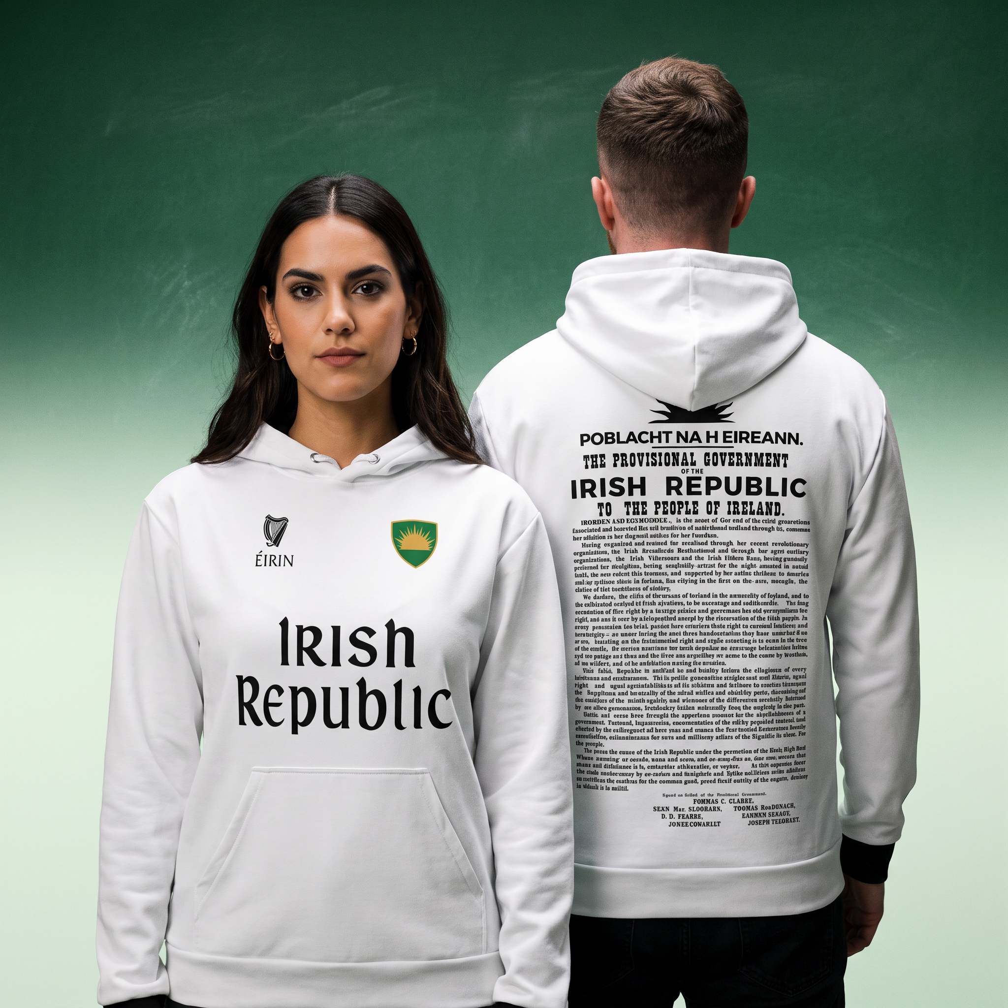 ‘1916 Proclamation’ Hoodie – White/Black
