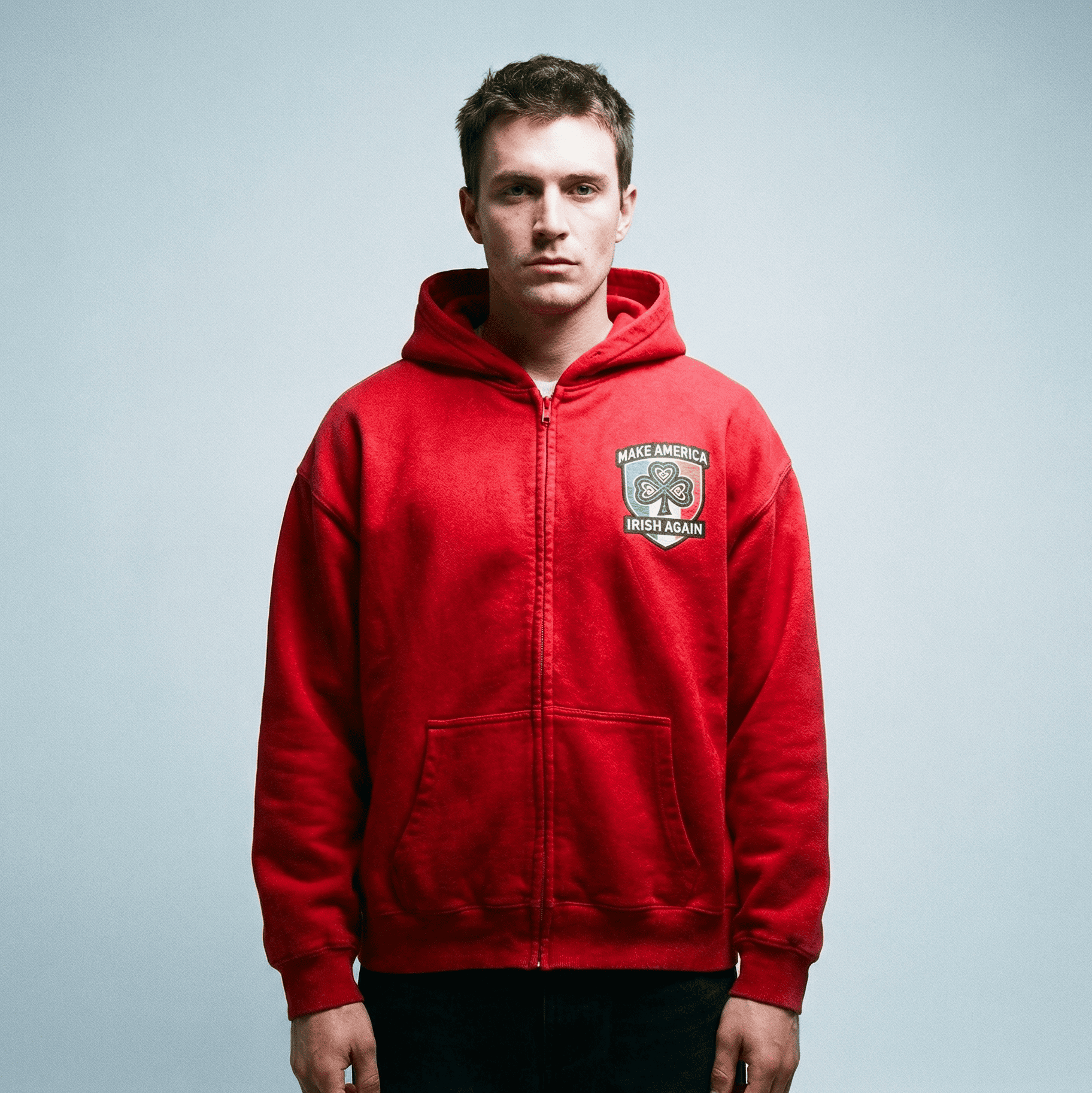 Eirin Apparel Unisex Hoodie Cardinal Red / S 'Make America Irish Again' Zip-Up Hoodie