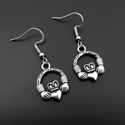 Women's Dainty Claddagh Dangle Stainless Steel Earrings - 'Eternalen'