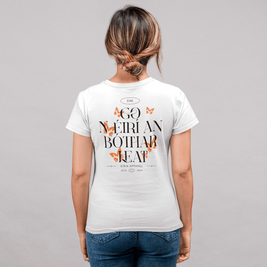 Women's 'May The Road Rise To Meet You' Gaeilge SoftStyle White T-Shirt