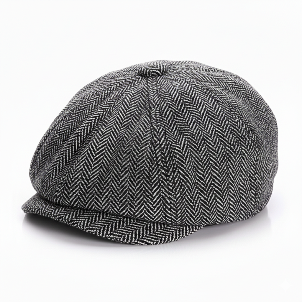 Eirin Apparel Boys Flat Cap Boys’ ‘Rí Óg Herringbone’ Irish Flat Cap – Pebble Cotton