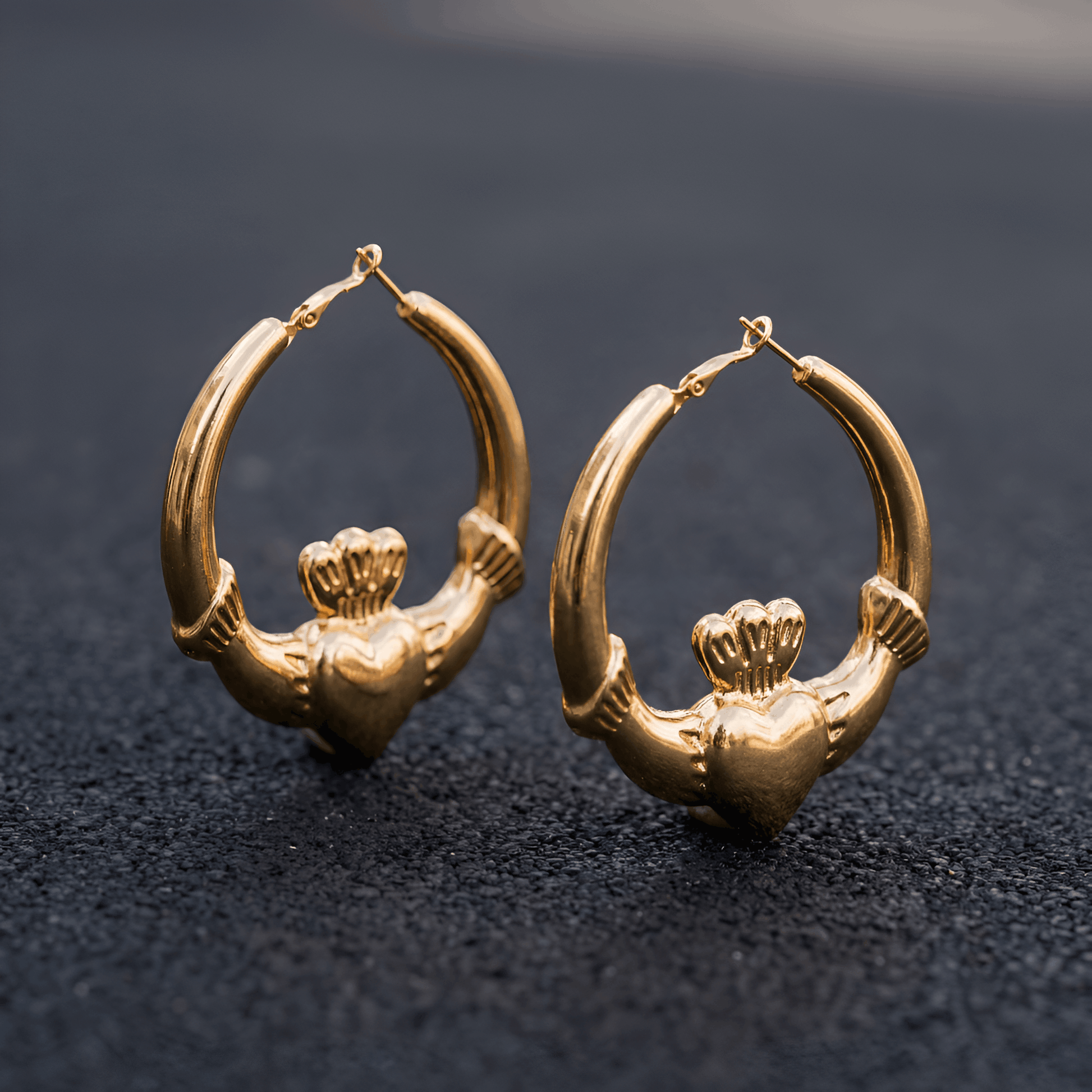Eirin Apparel Chunky Claddagh Hoop Earrings Chunky Gold-Plated Claddagh Hoop Earrings – 'Soláis' (Sunlight)
