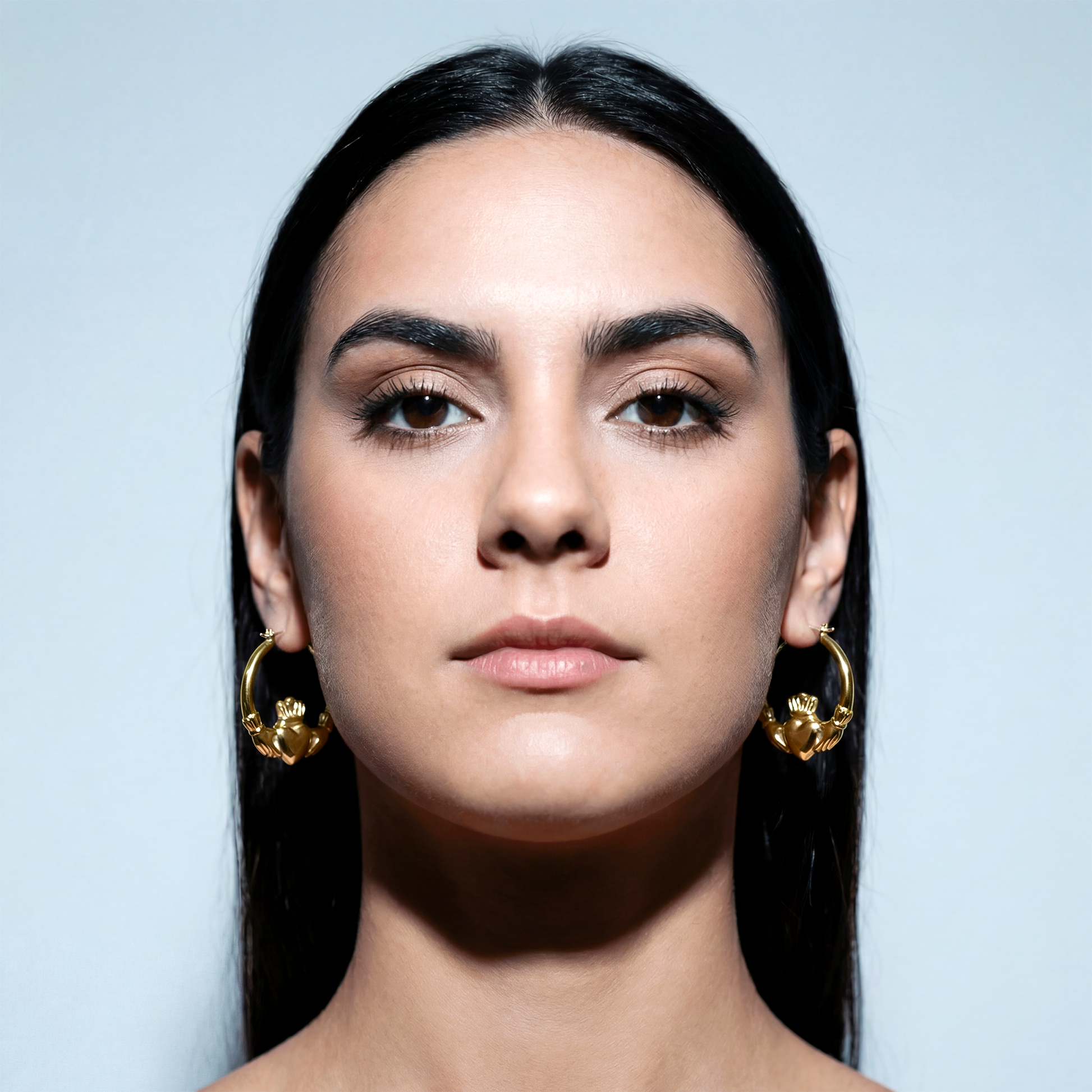 Eirin Apparel Chunky Claddagh Hoop Earrings Chunky Gold-Plated Claddagh Hoop Earrings – 'Soláis' (Sunlight)