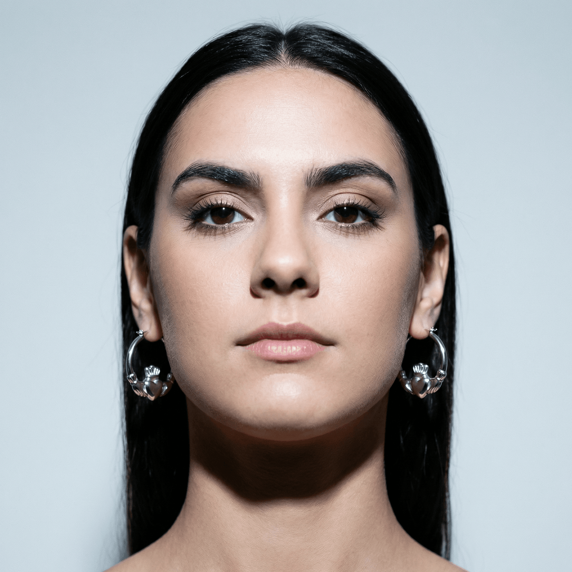 Eirin Apparel Chunky Claddagh Hoop Earrings Chunky Silver-Plated Claddagh Hoop Earrings – 'Réalta' (Starlight)