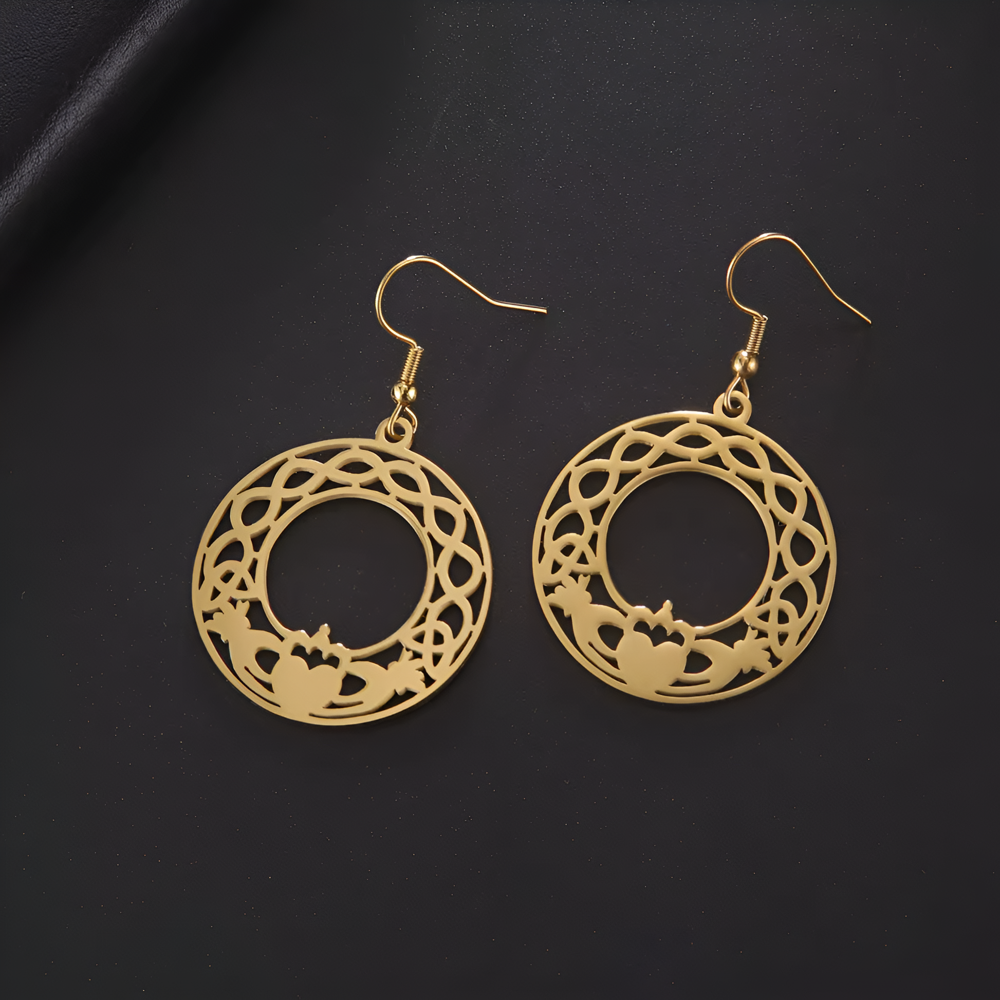 Eirin Apparel Chunky Claddagh Hoop Earrings Gold Gold & Silver Claddagh Knot Hoop Earrings – ‘Fáinne an Ghrá’ (Ring of Love)