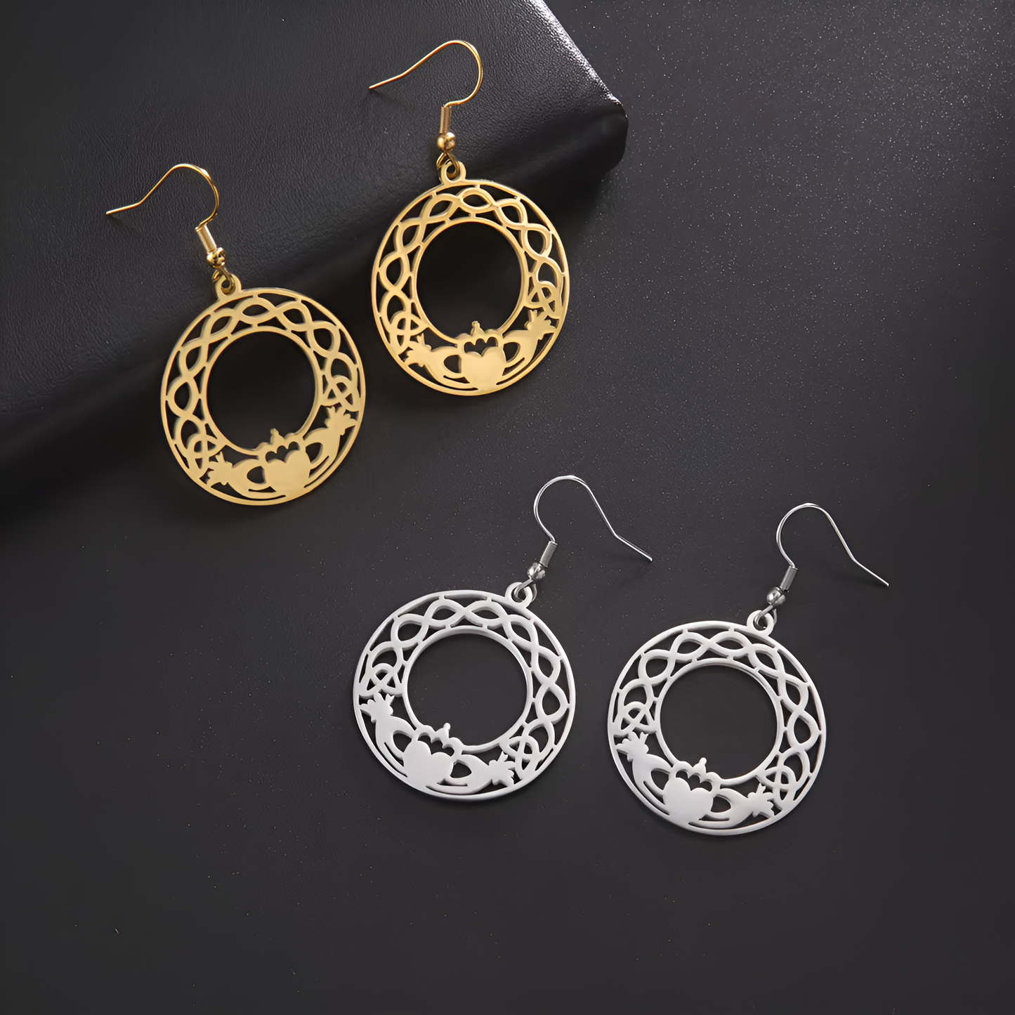 Eirin Apparel Chunky Claddagh Hoop Earrings Gold & Silver Claddagh Knot Hoop Earrings – ‘Fáinne an Ghrá’ (Ring of Love)