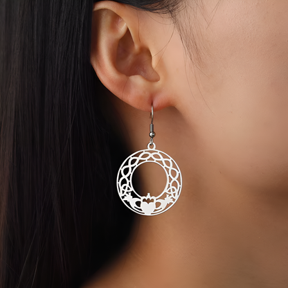 Eirin Apparel Chunky Claddagh Hoop Earrings Gold & Silver Claddagh Knot Hoop Earrings – ‘Fáinne an Ghrá’ (Ring of Love)