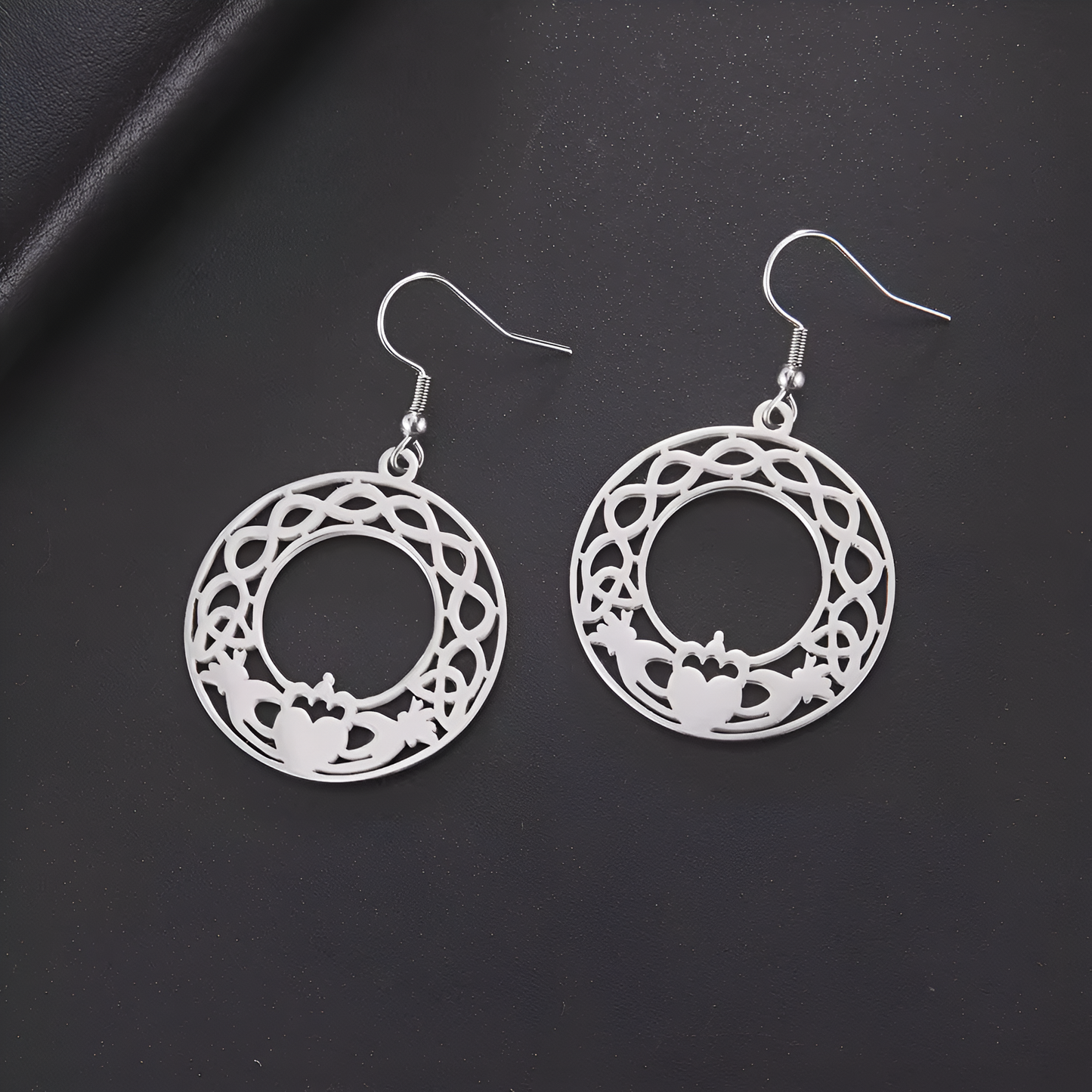 Eirin Apparel Chunky Claddagh Hoop Earrings Silver Gold & Silver Claddagh Knot Hoop Earrings – ‘Fáinne an Ghrá’ (Ring of Love)