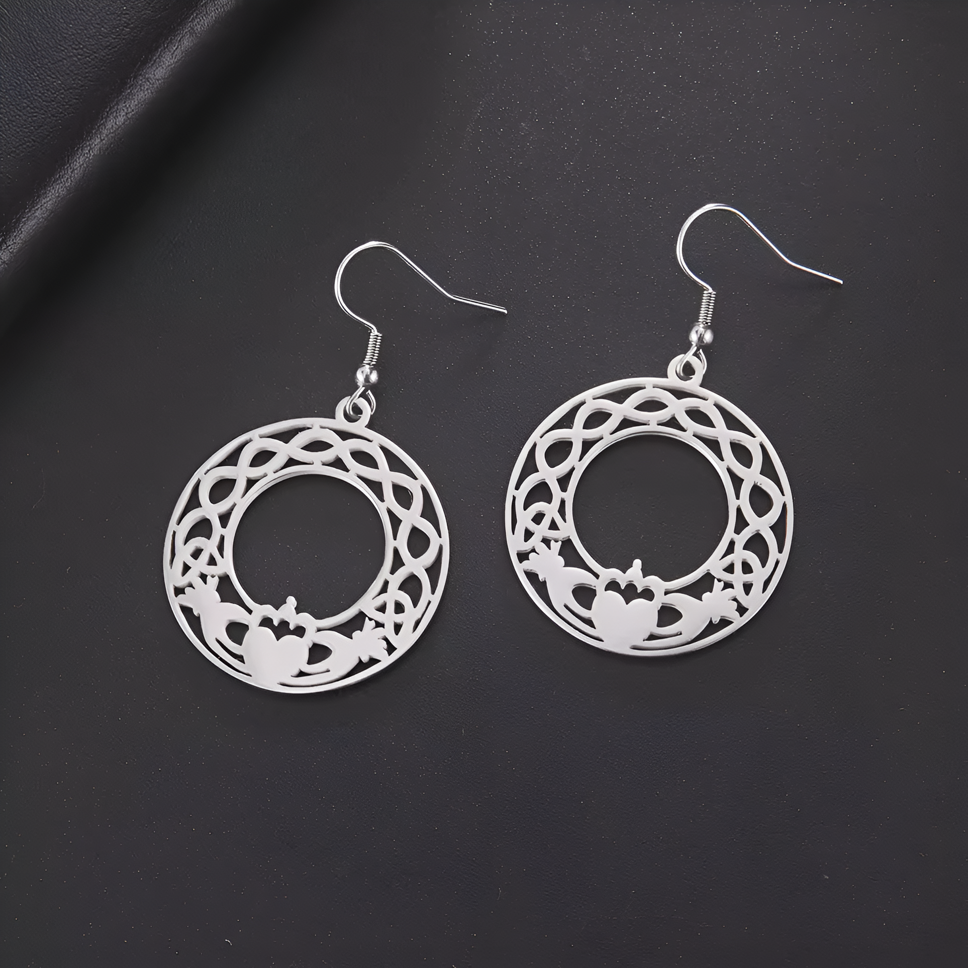 Eirin Apparel Chunky Claddagh Hoop Earrings Silver Gold & Silver Claddagh Knot Hoop Earrings – ‘Fáinne an Ghrá’ (Ring of Love)