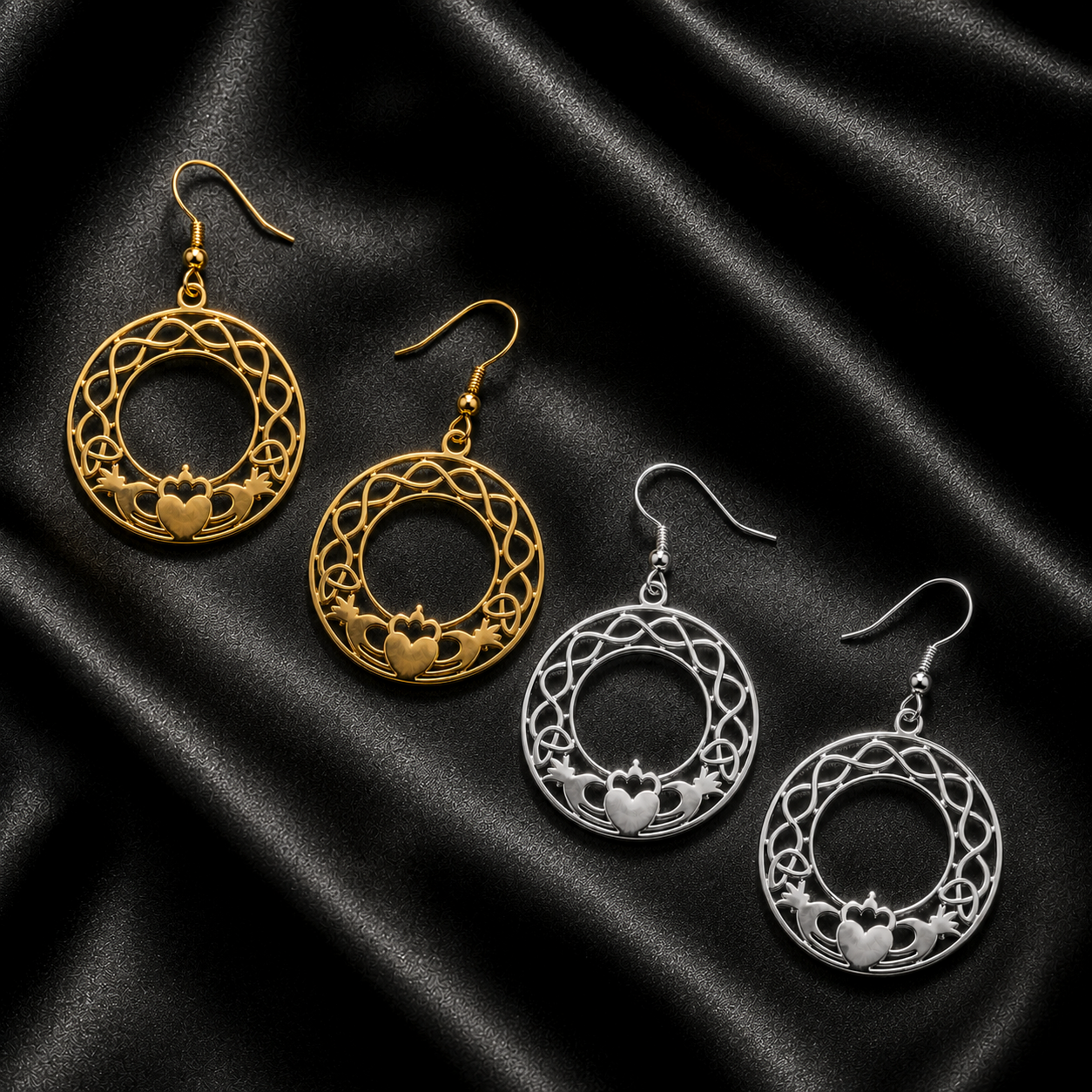 Eirin Apparel Claddagh Earrings Celtic Knot Claddagh Earrings – ‘Fáinne an Ghrá’ (Ring of Love)