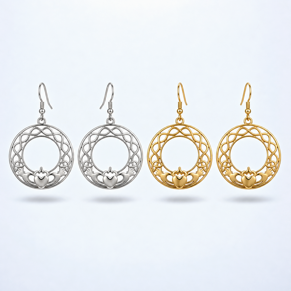 Eirin Apparel Claddagh Earrings Celtic Knot Claddagh Earrings – ‘Fáinne an Ghrá’ (Ring of Love)