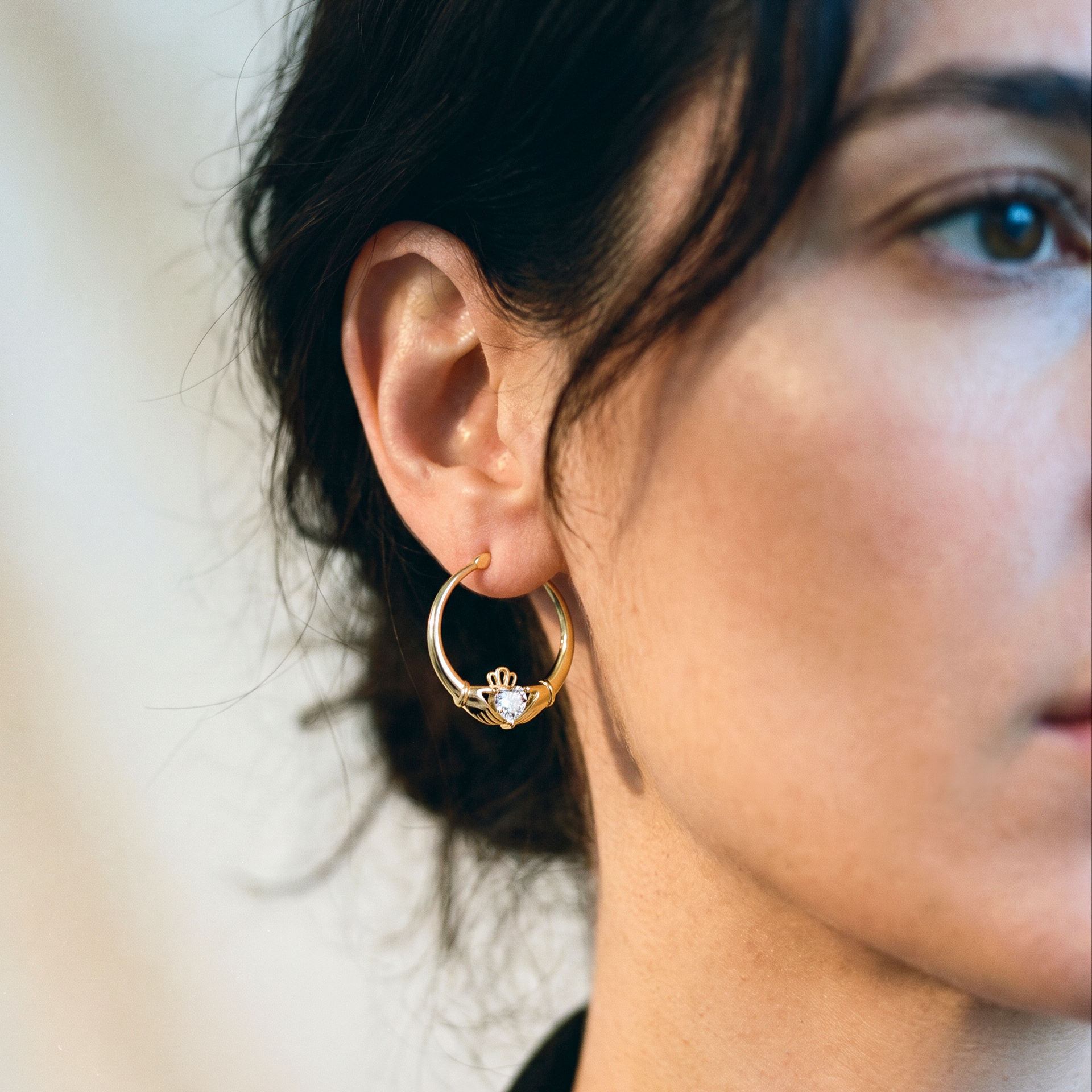Eirin Apparel Claddagh Earrings Gold-Plated Sterling Silver Claddagh Earrings – ‘Croi Óir’ (Golden Heart)