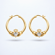 Eirin Apparel Claddagh Earrings Gold-Plated Sterling Silver Claddagh Earrings – ‘Croi Óir’ (Golden Heart) [collection-cover-only]