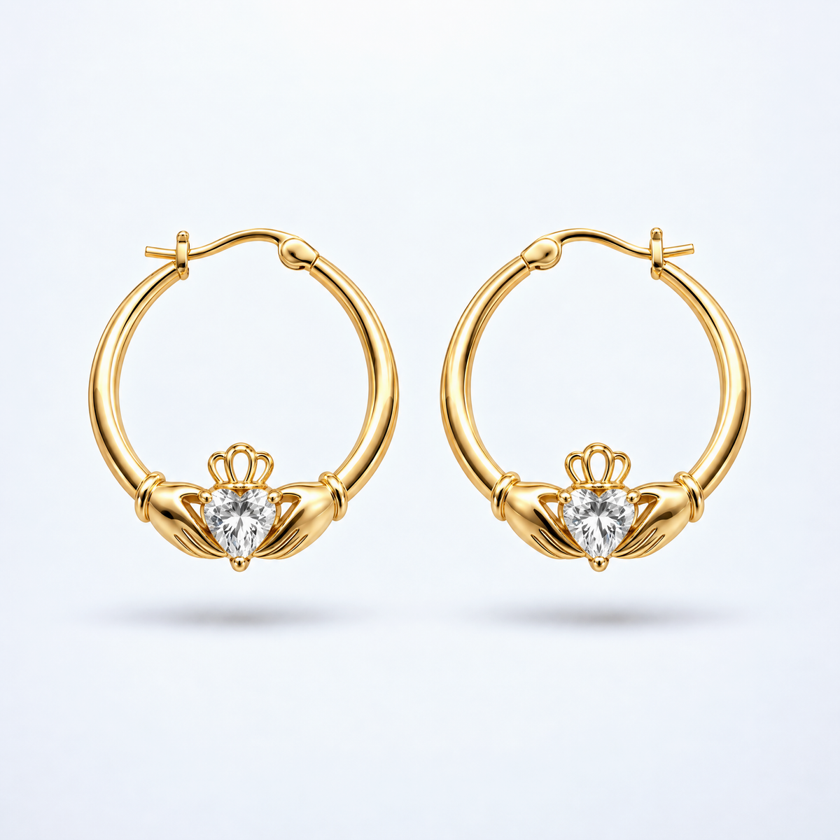 Eirin Apparel Claddagh Earrings Gold-Plated Sterling Silver Claddagh Earrings – ‘Croi Óir’ (Golden Heart)