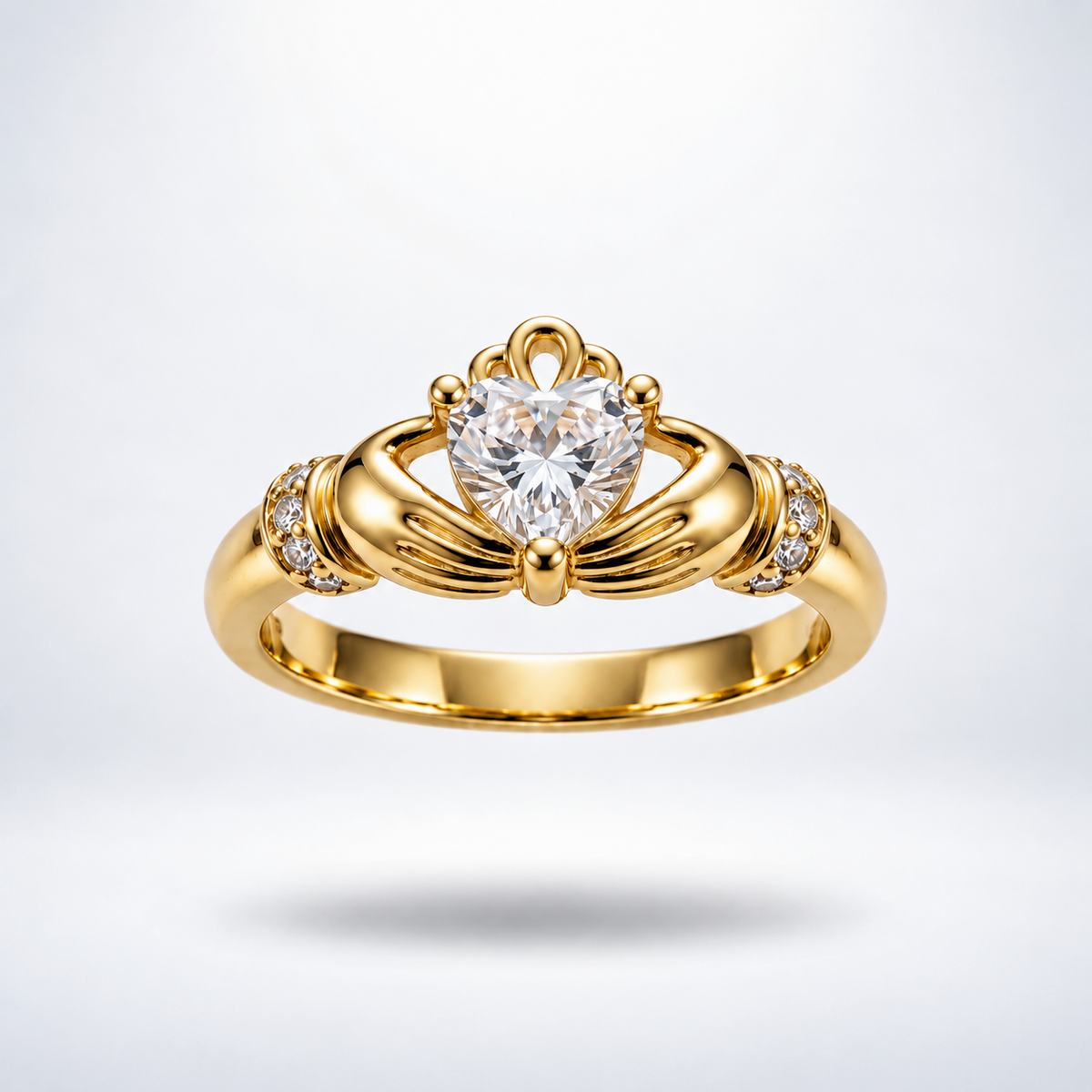 Eirin Apparel Claddagh Ring Women's Sterling Silver Gold Claddagh Ring – 'Grá Geal' (Radiant Love)