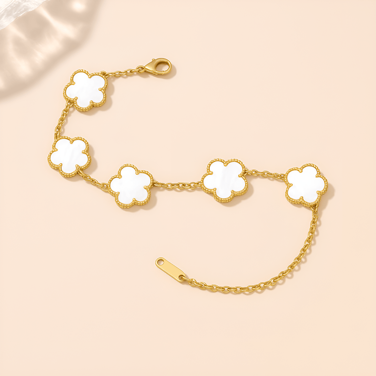 Eirin Apparel Clover Charm Bracelet Ivory White / Gold Tone Lúireach Clover Charm Bracelet
