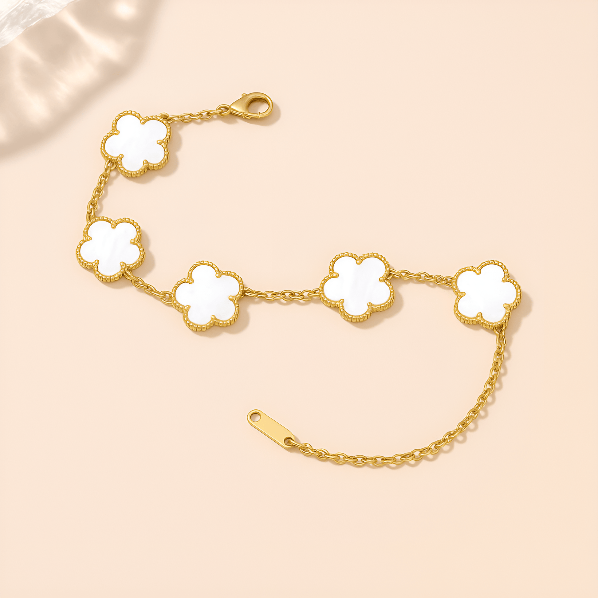 Eirin Apparel Clover Charm Bracelet Ivory White / Gold Tone Lúireach Clover Charm Bracelet