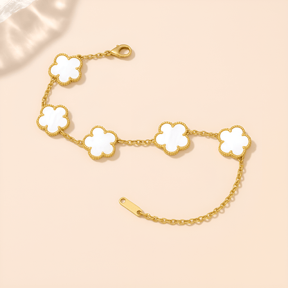 Eirin Apparel Clover Charm Bracelet Ivory White / Gold Tone Lúireach Clover Charm Bracelet