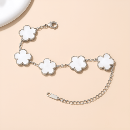Eirin Apparel Clover Charm Bracelet Ivory White / Silver Tone Lúireach Clover Charm Bracelet