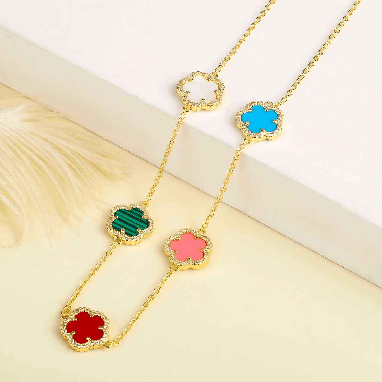 Eirin Apparel Clover Charm Bracelet Necklace Only Lúireach Clover Charm Set – Bracelet & Necklace
