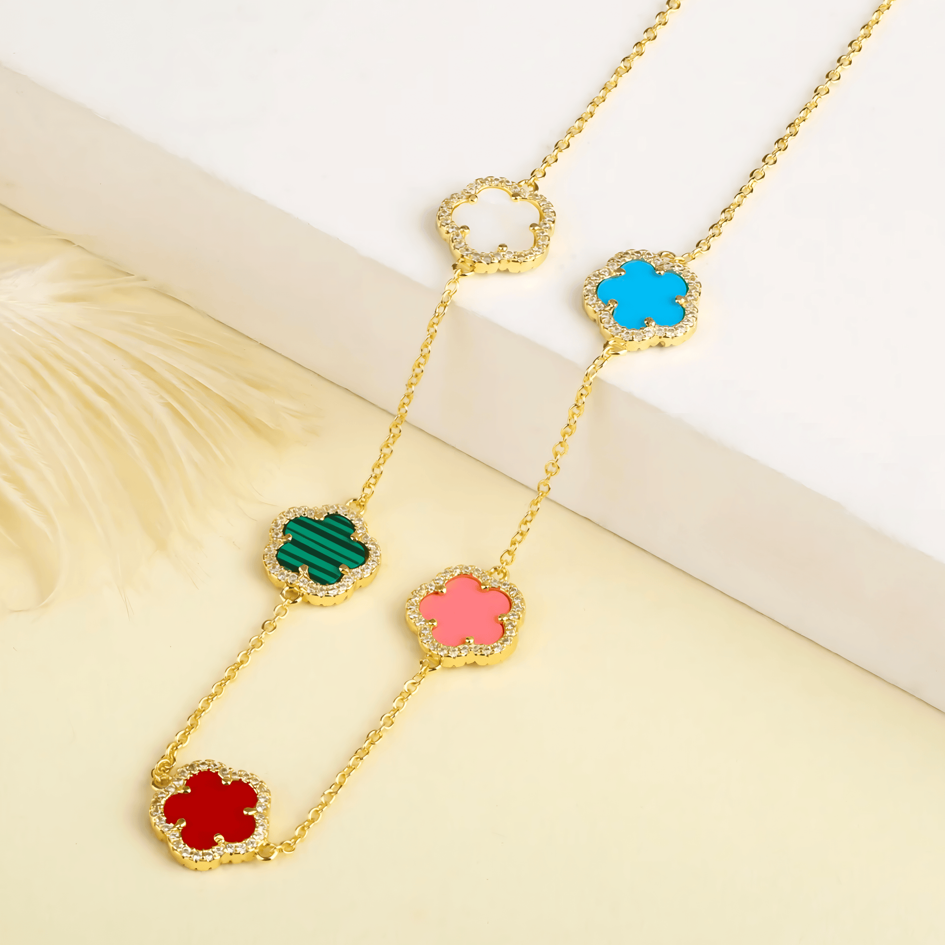 Eirin Apparel Clover Charm Bracelet Necklace Only Lúireach Clover Charm Set – Bracelet & Necklace