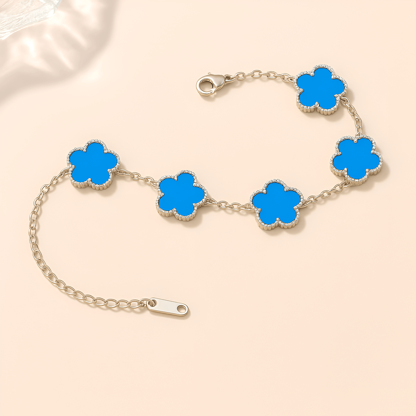 Eirin Apparel Clover Charm Bracelet Ocean Blue / Silver Tone Lúireach Clover Charm Bracelet
