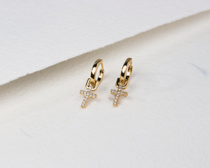 Eirin Apparel Dainty Celtic Cross Earrings Dainty Celtic Cross Gold Dangle Earrings