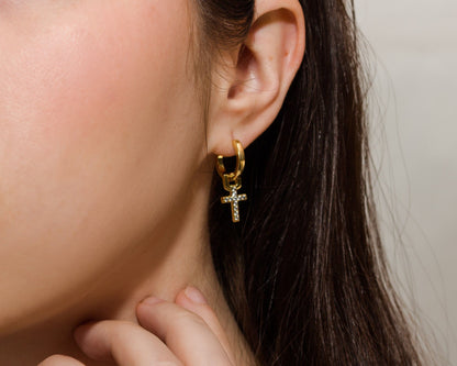 Eirin Apparel Dainty Celtic Cross Earrings Dainty Celtic Cross Gold Dangle Earrings