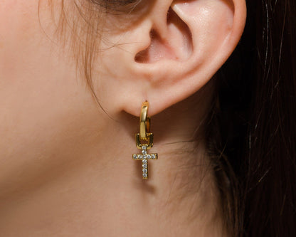 Eirin Apparel Dainty Celtic Cross Earrings Dainty Celtic Cross Gold Dangle Earrings