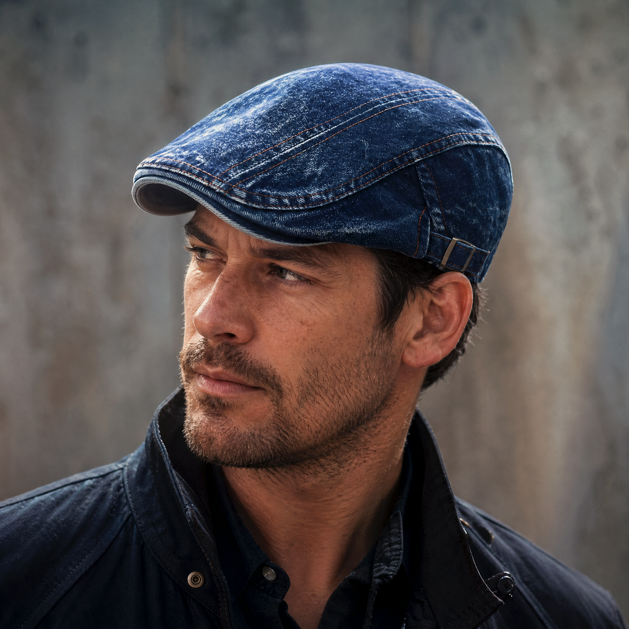 Eirin Apparel Denim Flat Cap Washed Denim Flat Cap – Dark Blue
