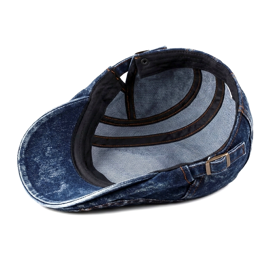 Eirin Apparel Denim Flat Cap Washed Denim Flat Cap – Dark Blue