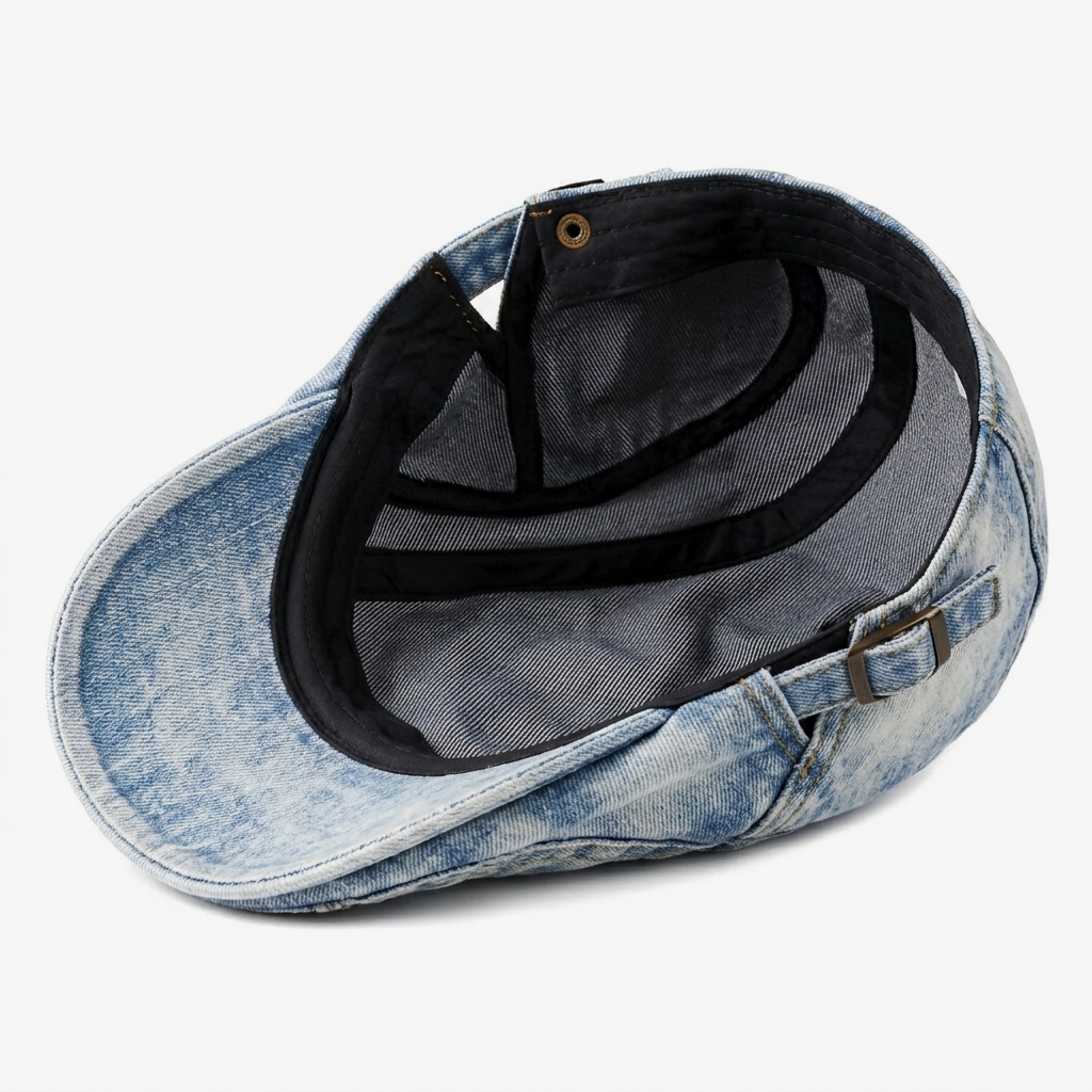 Eirin Apparel Denim Flat Cap Washed Denim Flat Cap – Light Blue