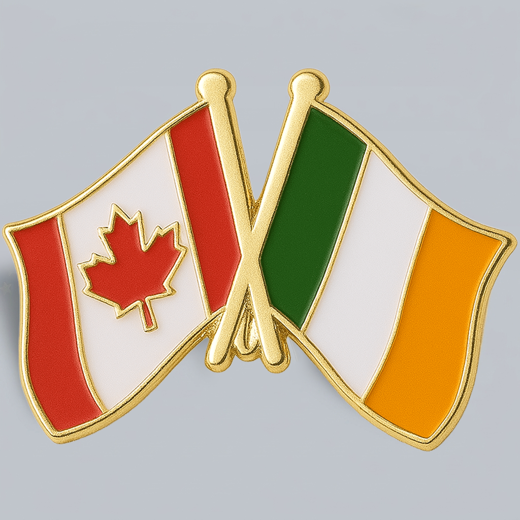 Eirin Apparel Double Flag Lapel Pin Brooch Ireland – Canada Flag Lapel Pin