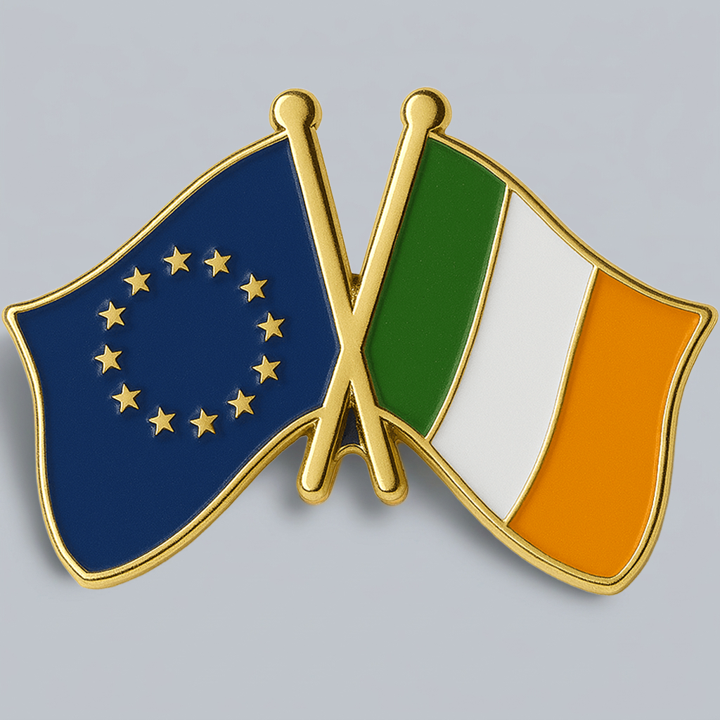 Eirin Apparel Double Flag Lapel Pin Brooch Ireland – EU Flag Lapel Pin