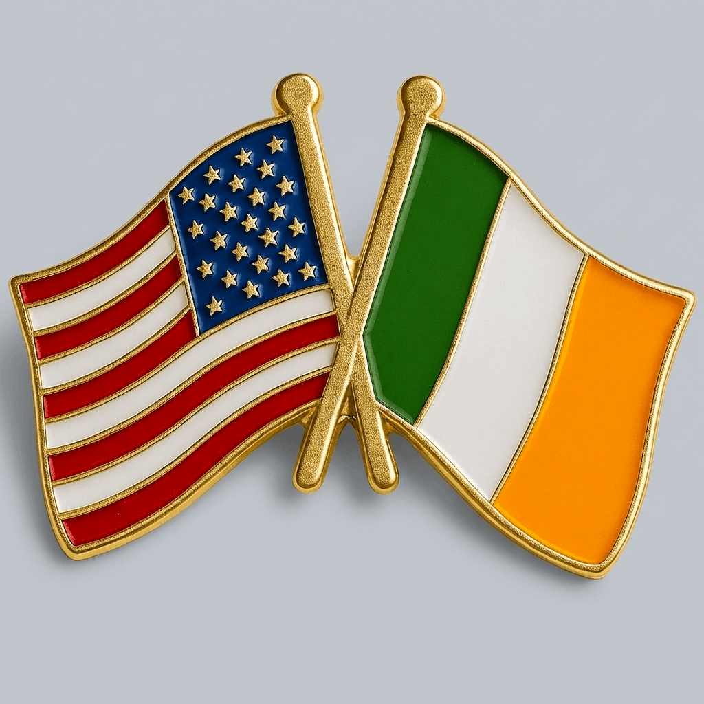 Eirin Apparel Double Flag Lapel Pin Brooch Ireland – USA Flag Lapel Pin