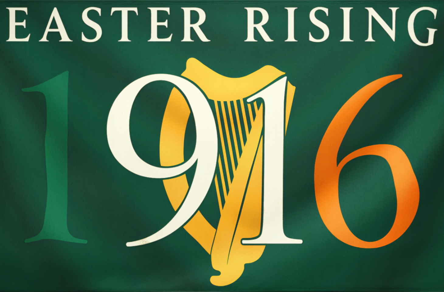 Eirin Apparel Flag 1916 Easter Rising Flag — Irish Republic Harp Emblem Banner