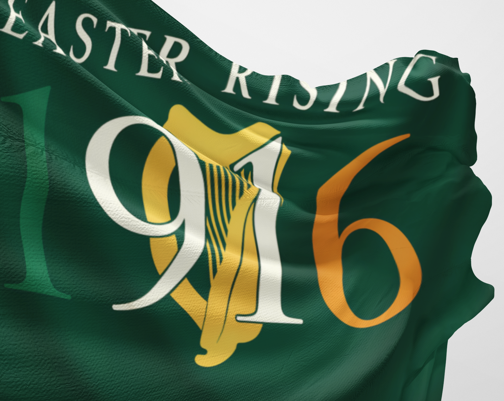 Eirin Apparel Flag 1916 Easter Rising Flag — Irish Republic Harp Emblem Banner