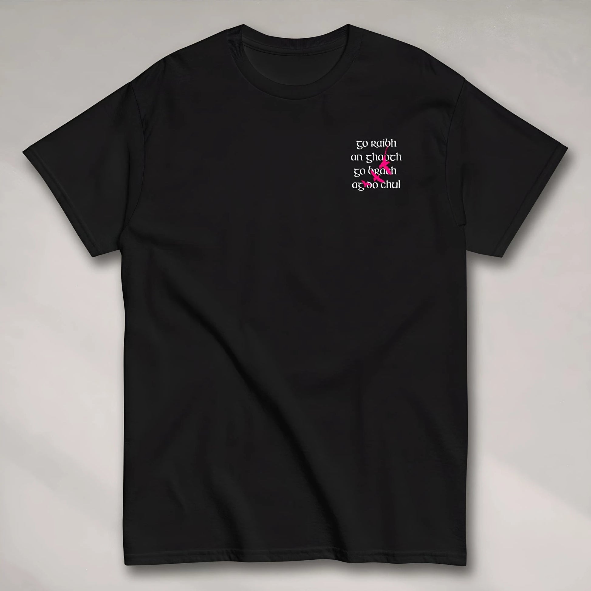 Eirin Apparel irish-streetwear Men's 'May The Wind Always Be At Your Back' Gaeilge Print Black T-Shirt