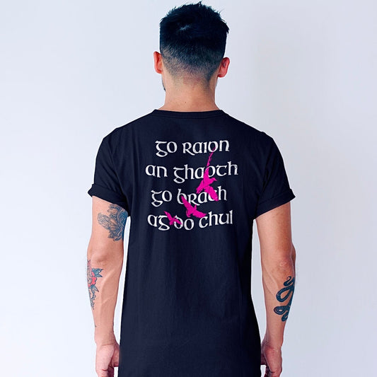 Eirin Apparel irish-streetwear Men's 'May The Wind Always Be At Your Back' Gaeilge Print Black T-Shirt