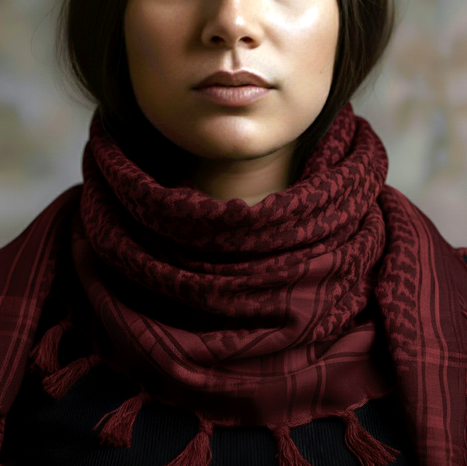 Eirin Apparel Keffiyeh Crimson Red Cotton Keffiyeh Palestinian Scarf