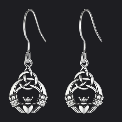 Eirin Apparel Keffiyeh Dainty Sterling Silver Claddagh Earrings Irish Jewellery Bundle – Signature Pieces Set