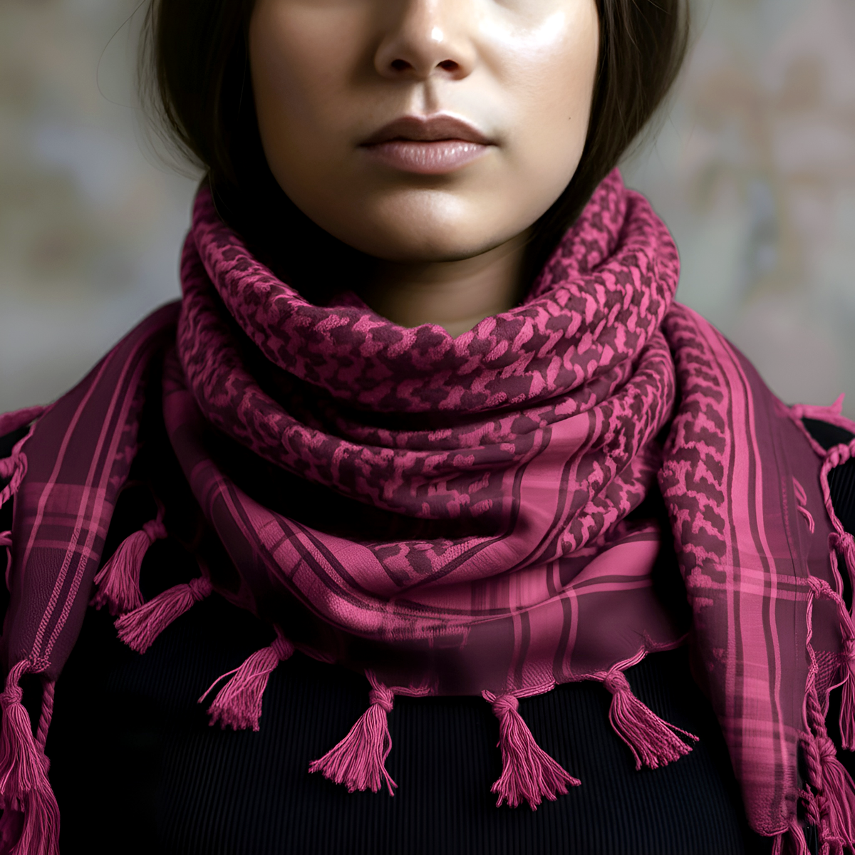 Kefiyah Fuchsia Pink Cotton Palestinian Keffiyeh | Palestine Support Scarf ...