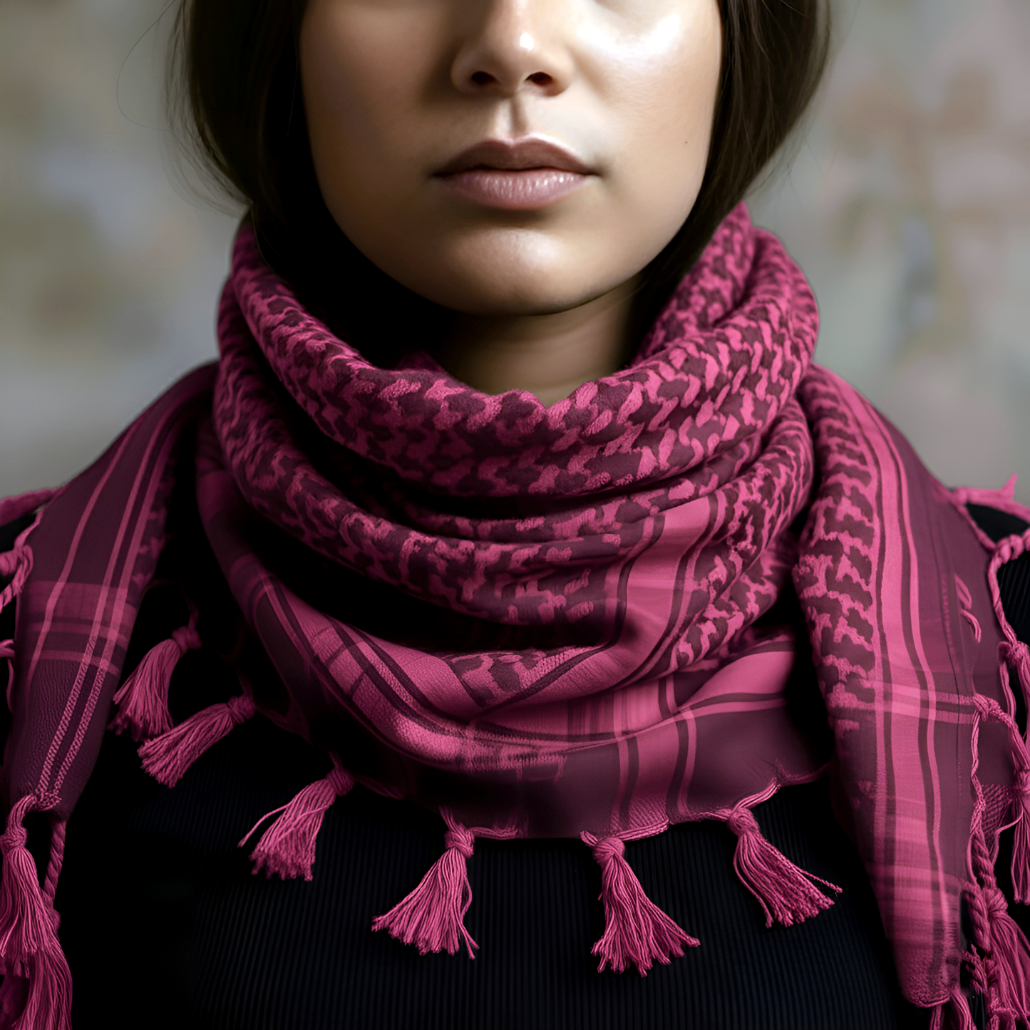 Eirin Apparel Keffiyeh Fuchsia Pink Cotton Keffiyeh Palestinian Scarf