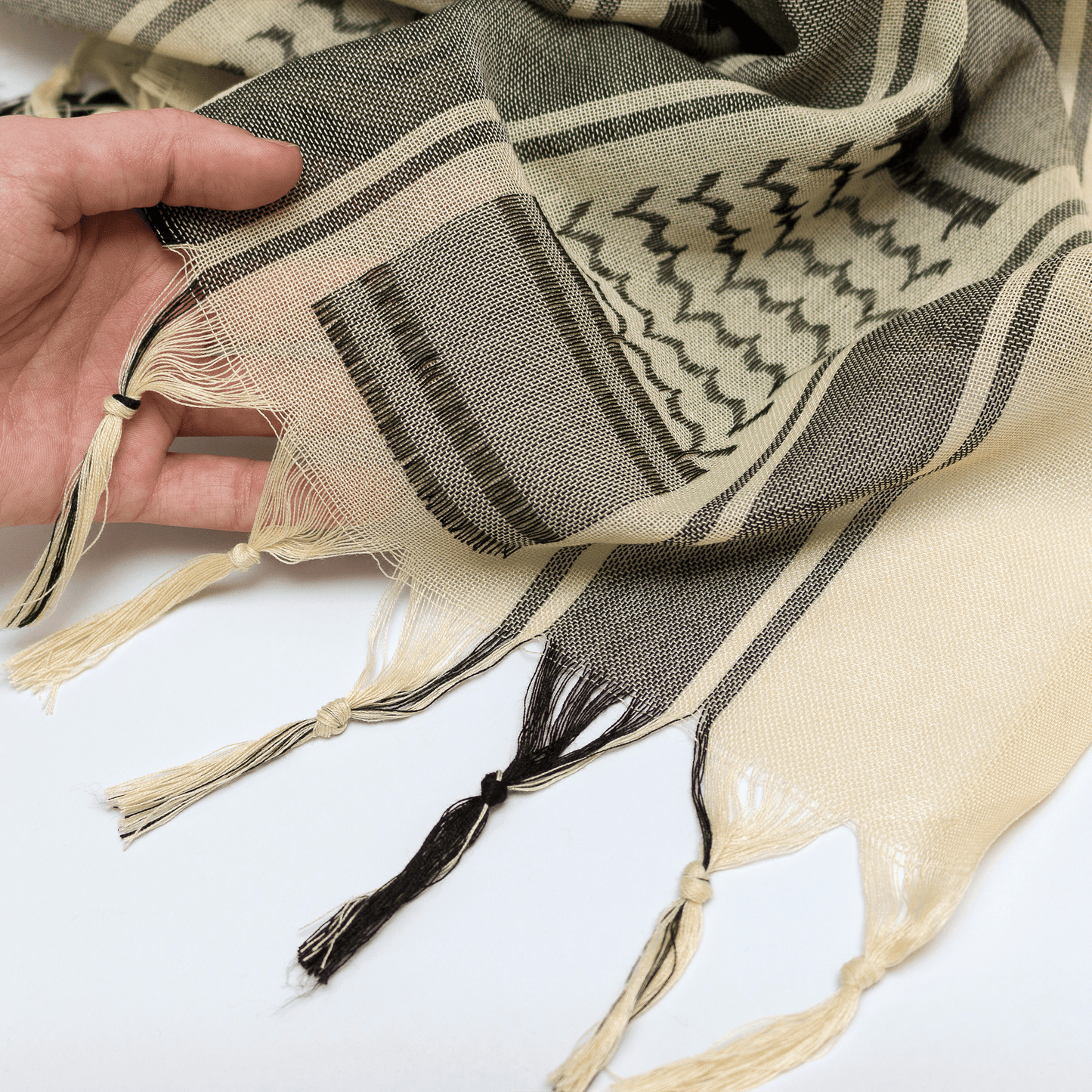 Eirin Apparel Keffiyeh Ivory Sands – Threads of Peace Palestinian Keffiyeh (Collector’s Edition)